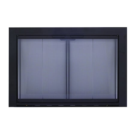 Fireplace Glass Doors Linear Aluminum Size No 5 Black SL-4015BL